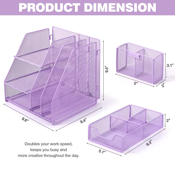 Livhil Desk Organizer Sets and Storage Office Accessories, File Organizer for Desktop Drawer Organizer | Purple - Image 5