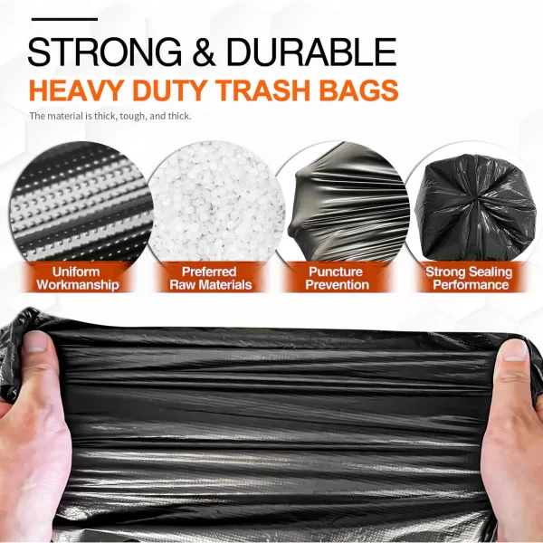 55 Gallon Trash Bags, Heavy Duty Outdoor Garbage Bags (50 Count) for Waste, Lawn and Leaf ,1.5 Mil - Image 4