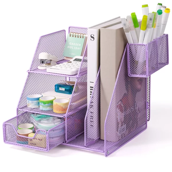 Livhil Desk Organizer Sets and Storage Office Accessories, File Organizer for Desktop Drawer Organizer | Purple