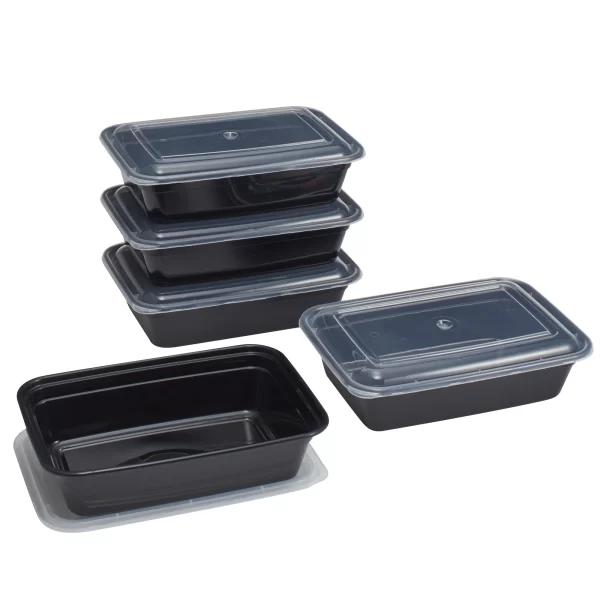 Mainstays 10 Piece Meal Prep Food Storage Containers, Black - Image 2