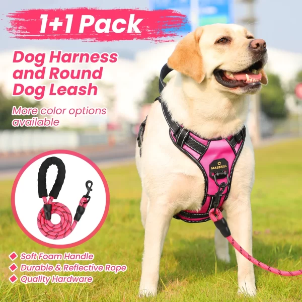 MASBRILL Dog Harness and Leash Set, No Pull Vest Harness, Reflective Adjustable Soft Padded Pet Harness with Handle for Small to Large Dogs - Image 4