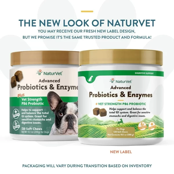 NaturVet Advanced Dog Probiotics & Enzymes, Vet Strength Gut Health Supplement, for Healthy Dogs, 120 Soft Chews - Image 2